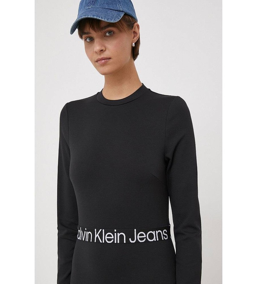 Mujer Calvin Klein Jeans Vestidos | Vestido Logotipo Negro