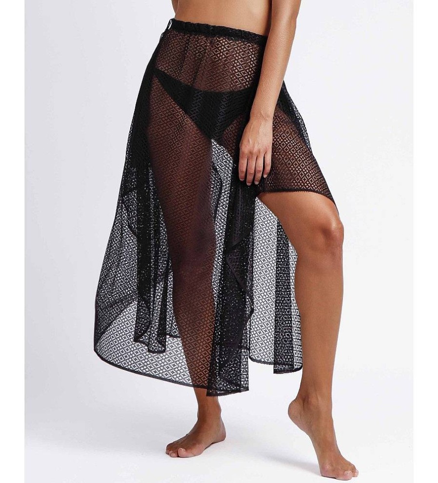 Mujer Admas Faldas | Falda Playa Crochet Night Skirt Negro