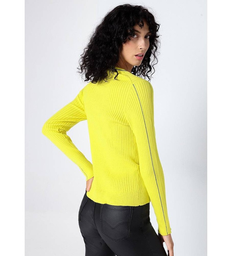 Mujer Victorio & Lucchino, V&L Sudaderas Y Jerseis | Jersey Punto Con Cuello Pico Amarillo