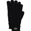 Mujer Lacoste Guantes | Guantes De Lana Logo Negro