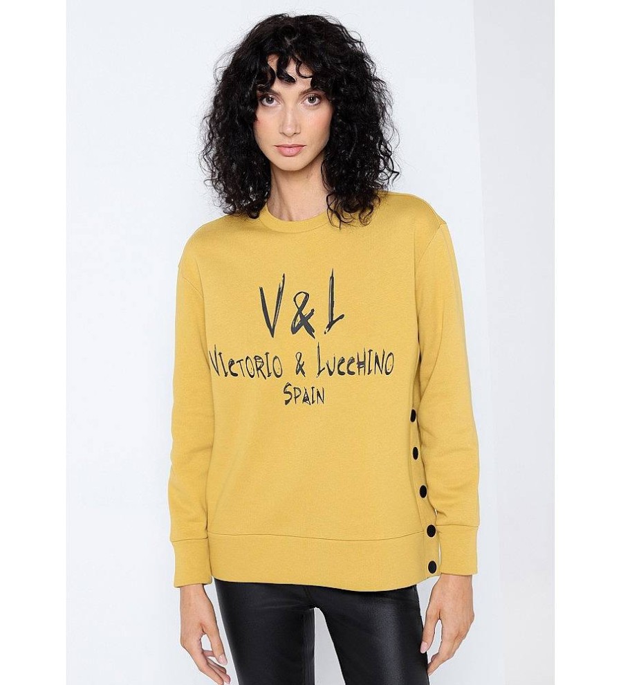 Mujer Victorio & Lucchino, V&L Sudaderas Y Jerseis | Sudadera Grain Print Amarillo