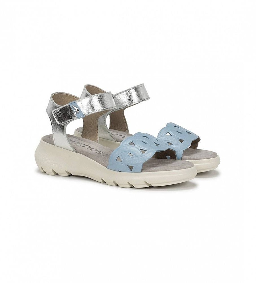 Mujer Fluchos Sandalias | Sandalias De Piel F1656 Azul Claro