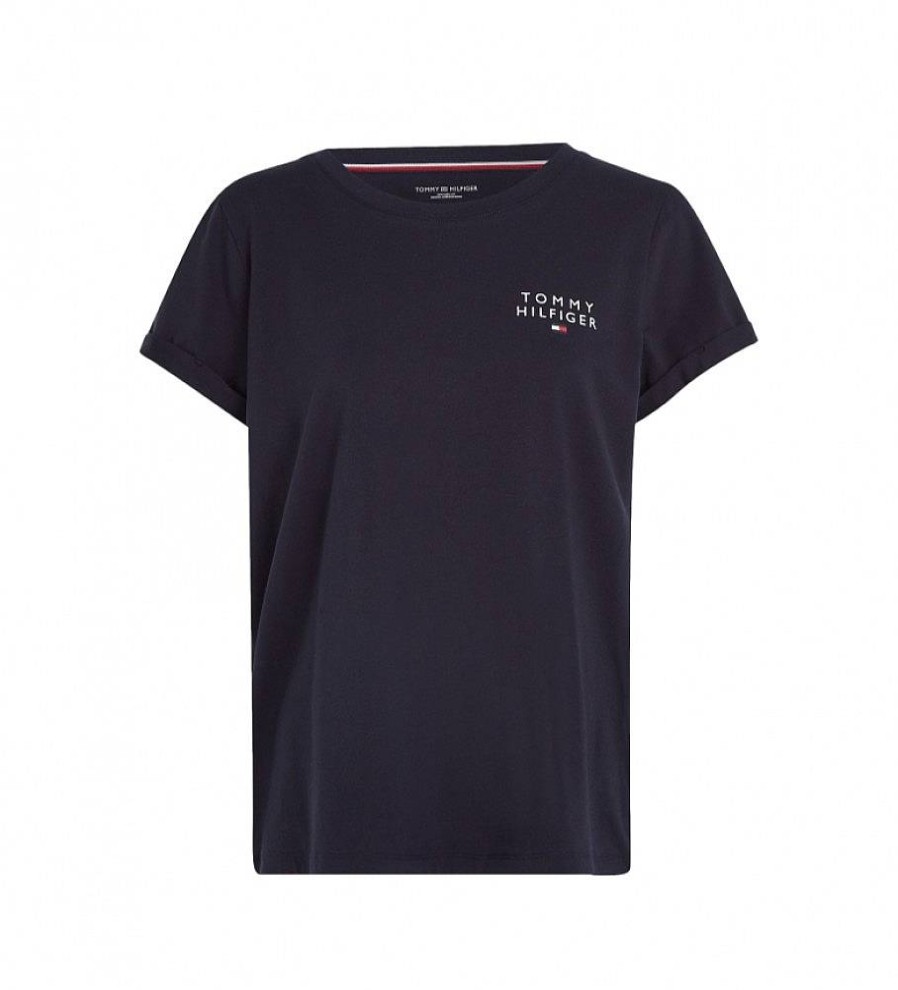 Mujer Tommy Hilfiger Camisetas | Camiseta Con Vuelta Marino