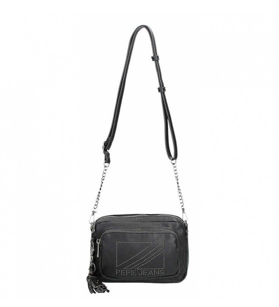 Mujer Pepe Jeans Bolsos | Bandolera Doble Compartimento Pepe Jeans Donna Negro