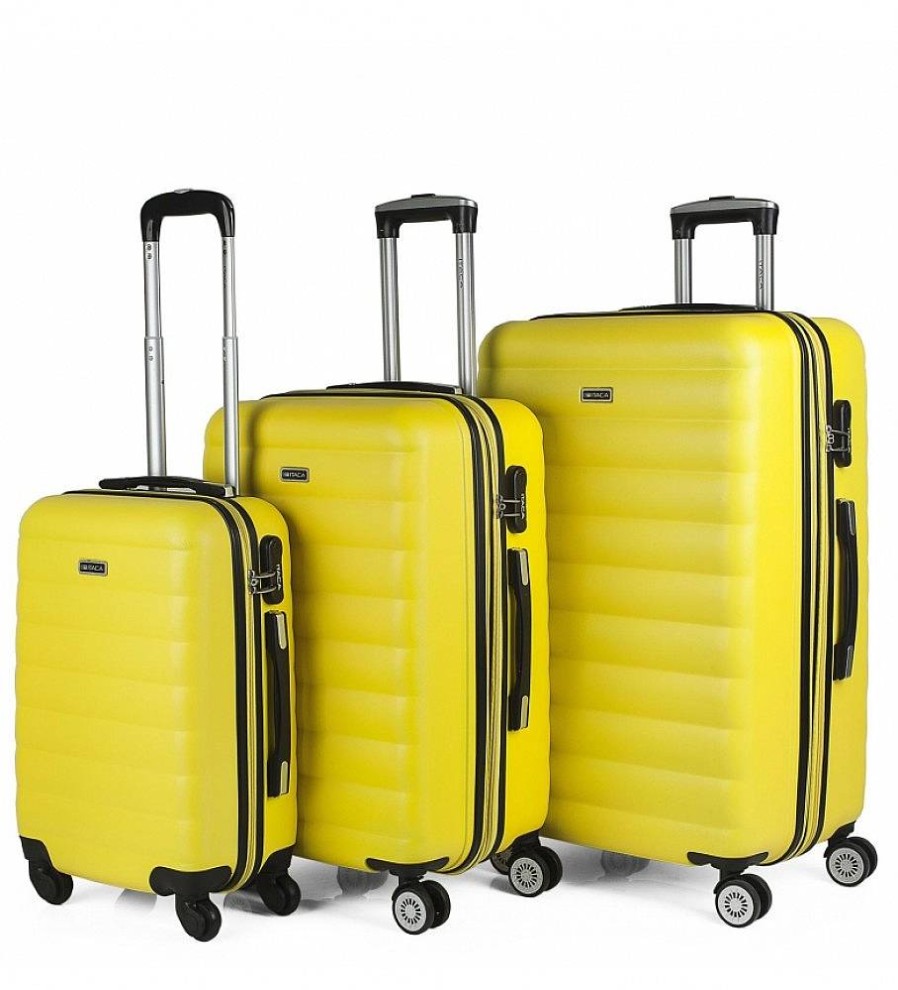 Mujer ITACA Viaje | Juego De Maletas De Viaje Rigidas 4 Ruedas Trolley 71200 Amarillo -55X65X75Cm-