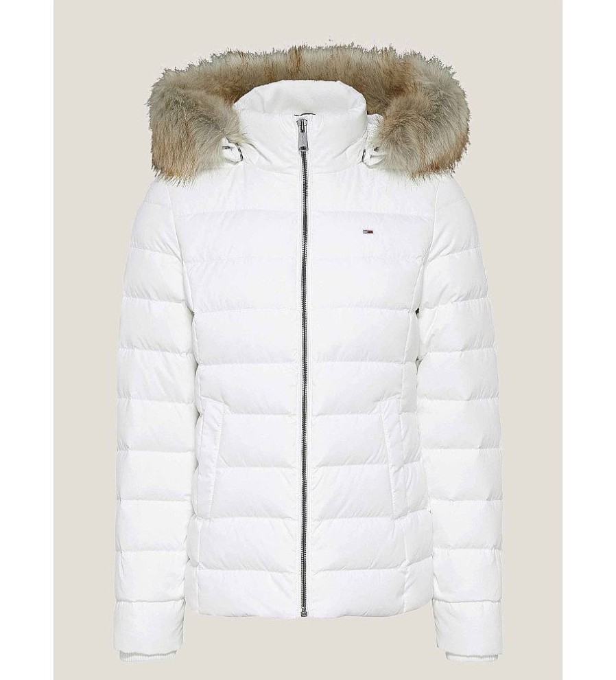 Mujer Tommy Jeans Chaquetas Y Abrigos | Chaqueta Essential Ajustada Con Capucha Blanco