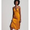 Mujer Superdry Vestidos | Vestido Midi De Saten Con Tirantes Amarillo