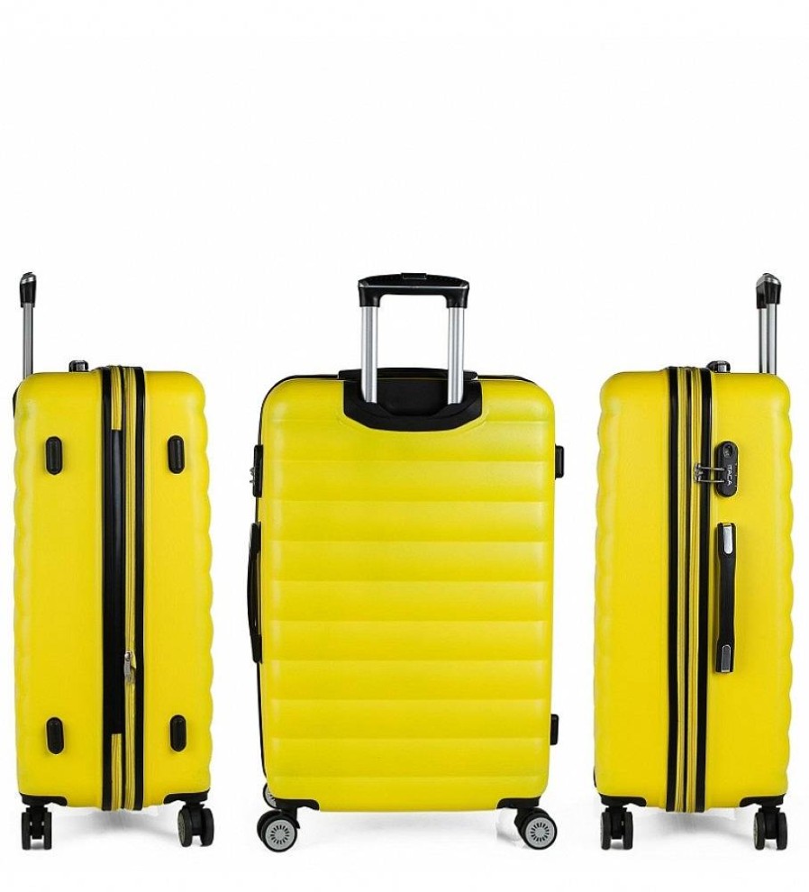 Mujer ITACA Viaje | Maleta De Viaje Grande 4 Ruedas Trolley 71270 Amarillo -68X47X30Cm-