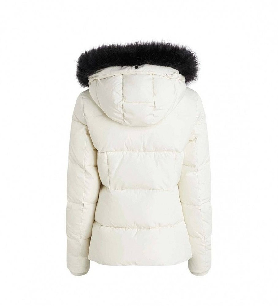 Mujer Calvin Klein Jeans Chaquetas Y Abrigos | Chaqueta De Plumas Entallada Con Capucha Blanco