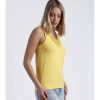 Mujer Admas Camisetas | Camiseta Sin Mangas Escote Guipur Amarillo