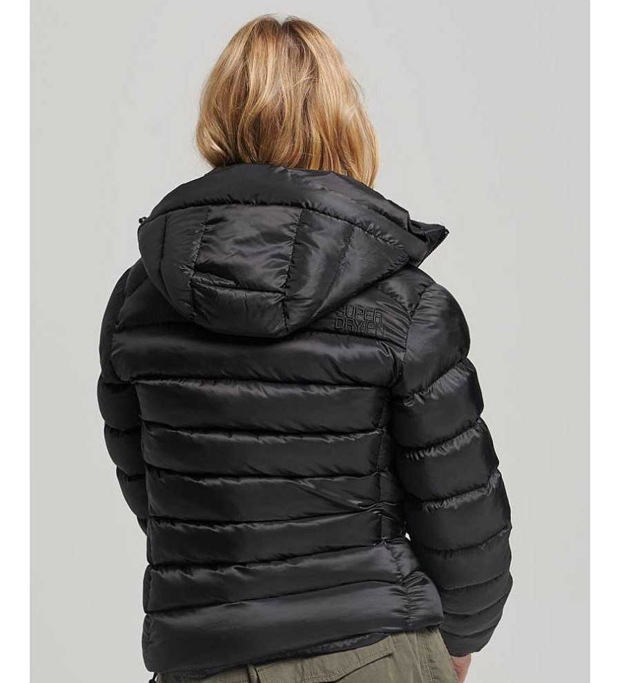 Mujer Superdry Chaquetas Y Abrigos | Cazadora Acolchada Con Capucha Fuji Negro