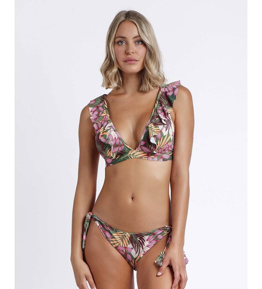 Mujer Admas Moda Bano | Bikini Triangulo Copa Hawaii Estampado