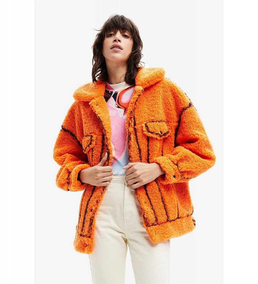 Mujer Desigual Chaquetas Y Abrigos | Chaqueta Corta Overzise Colorado Naranja