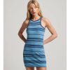 Mujer Superdry Vestidos | Vestido Logotipo Vintage Stripe Racer Azul