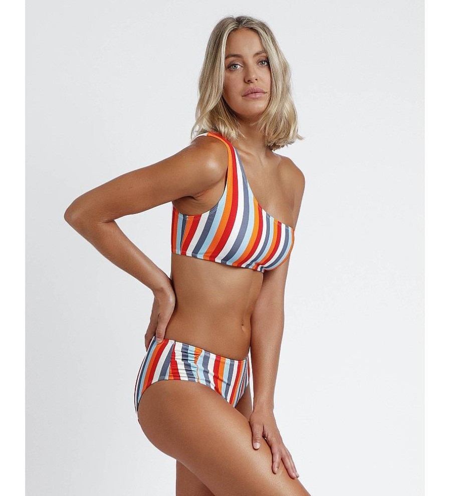 Mujer Admas Moda Bano | Bikini Asimetrico Sun Stripes Multicolor