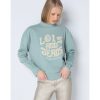 Mujer Lois Sudaderas Y Jerseis | Lois Jeans - Sudadera Chenilla Con Cuello Caja Verde