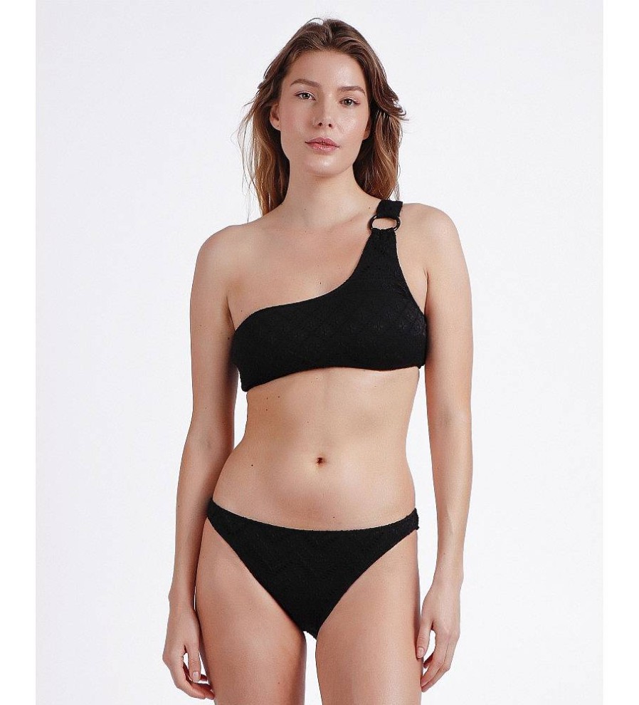 Mujer Admas Moda Bano | Bikini Asimetrico Costa Bella Negro