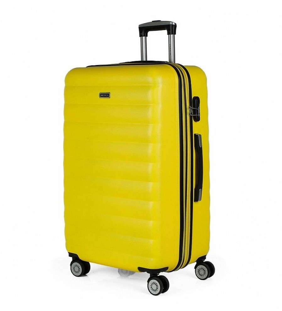 Mujer ITACA Viaje | Maleta De Viaje Grande 4 Ruedas Trolley 71270 Amarillo -68X47X30Cm-