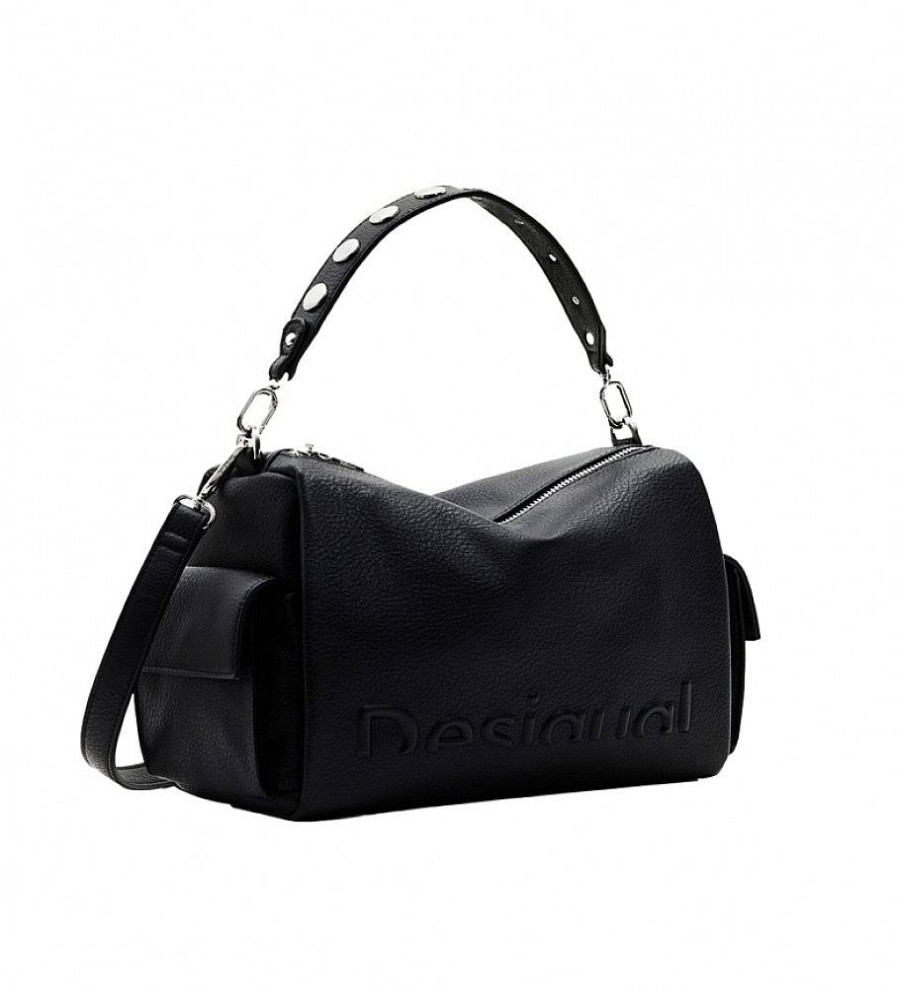 Mujer Desigual Bolsos | Bolso Half Logo Habana Negro