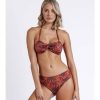 Mujer Admas Moda Bano | Bikini Bandeau Sunset Palm Rojo