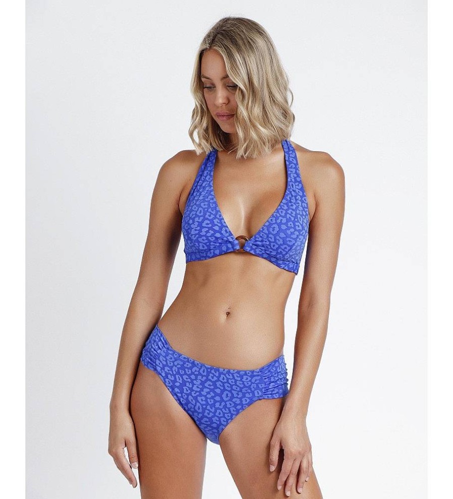 Mujer Admas Moda Bano | Bikini Halter Leopard Azul