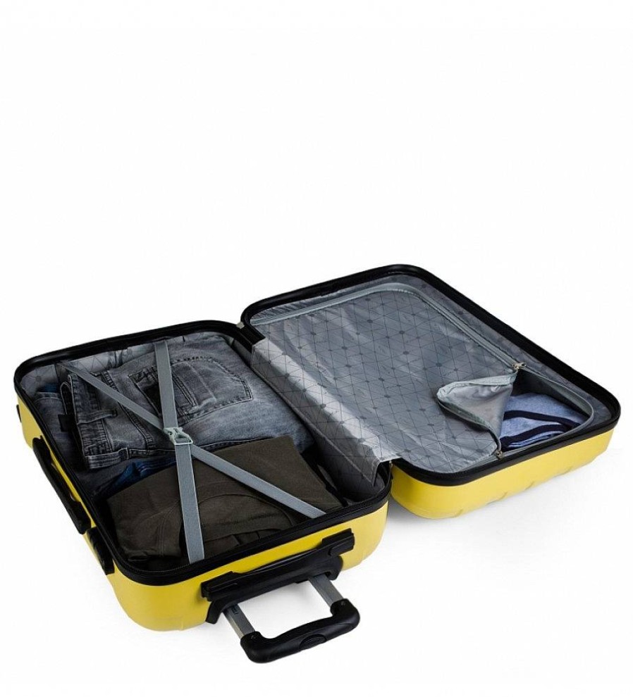 Mujer ITACA Viaje | Maleta Cabina Rigida 4 Ruedas 771150 Amarillo -55X37X20Cm-